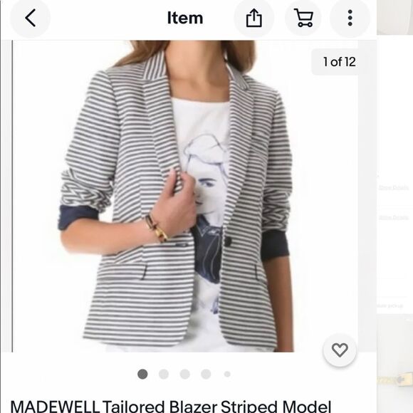 MADEWELL Women’s Striped Blazer Size 2 - Picture 1 of 6